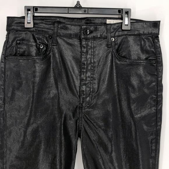 RAG & BONE Womens Casey Jeans Size 33 Coated Black High Rise Flare Ankle NWT - Picture 5 of 10